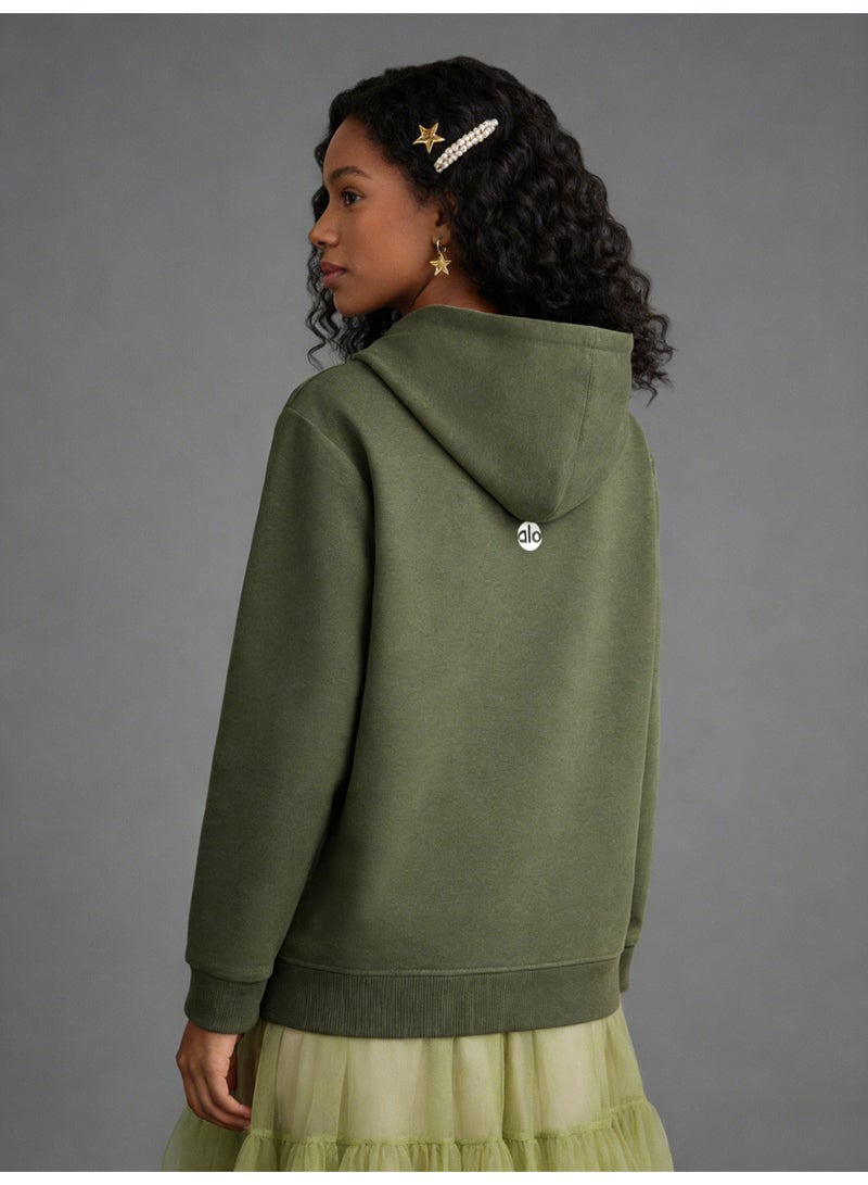 Alo Super Dalian hoodie sweater-minimalist logo pullover with kangaroo pocket, unisex sports leisure and daily leisure, retro color fashion top. - Image 4